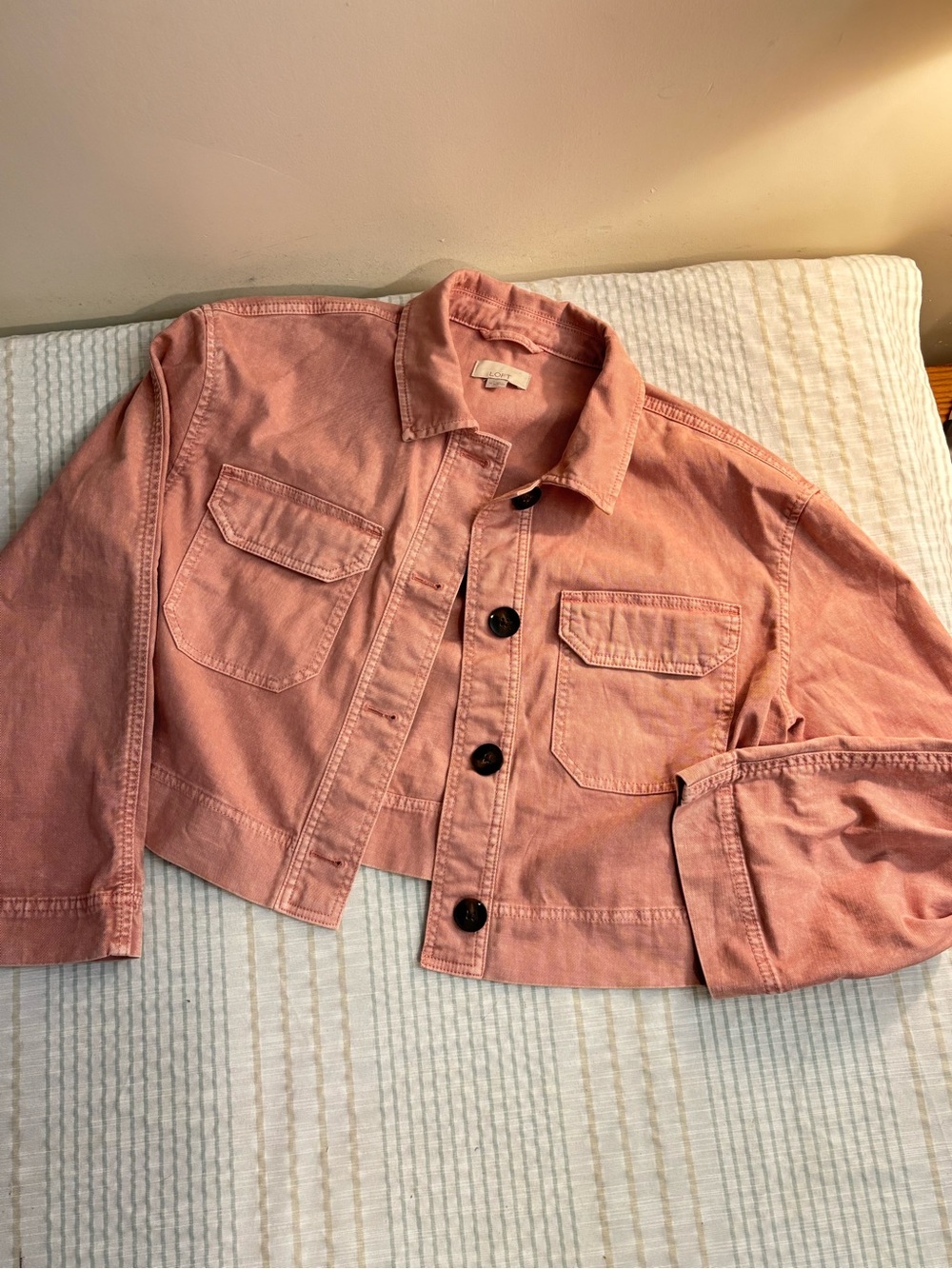 LOFT Blush Pink Cropped Denim Jacket